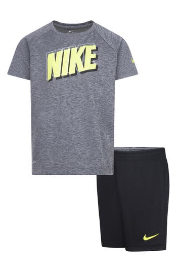 Nike Kids' Dri-fit T-shirt & Shorts Set In Black/grey