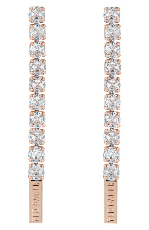 Ted Baker London Mellsie Crystal Linear Drop Earrings In Rose Gold Tone/clear Crystal