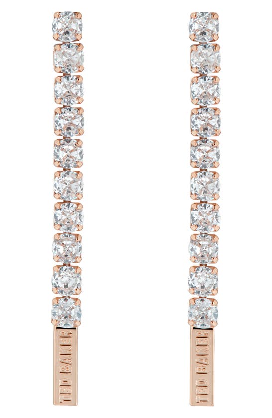 Shop Ted Baker Mellsie Crystal Linear Drop Earrings In Rose Gold Tone/ Clear Crystal