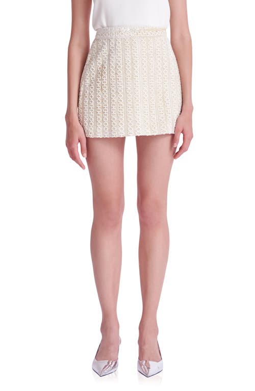 Velvet Embellished Miniskirt in Ivory