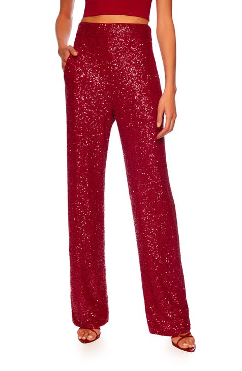 Red Wide Leg Pants With High Front Slit, Red High Waist Palazzo Pants for  Women, Special Event Women's High Rise Pants -  Canada