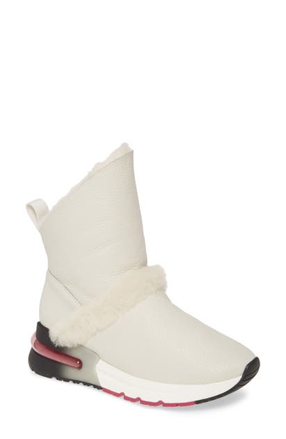 Click to view more detailed imagery on our partner's website Ash Klima Genuine Shearling Boot In Off White/ Off White