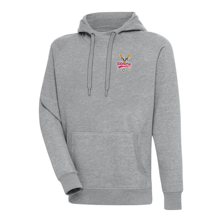 Shop Antigua Heather Gray Indianapolis Clowns Victory Pullover Hoodie