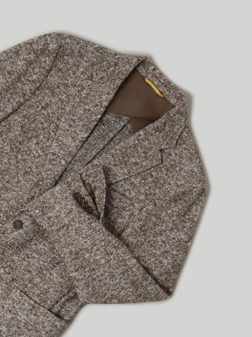 Shop Robert Talbott Wright Wool-cotton Knit Blazer In Brown/cream