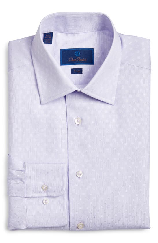 David Donahue Trim Fit Dobby Pinstripe Dress Shirt In Lilac