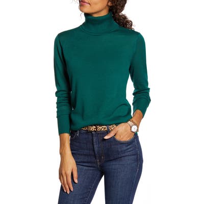 1901 Turtleneck Merino Wool Blend Sweater, Green