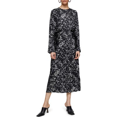 Topshop Boutique Tie Tent Long Sleeve Midi Dress, US (fits like 10-12) - Black