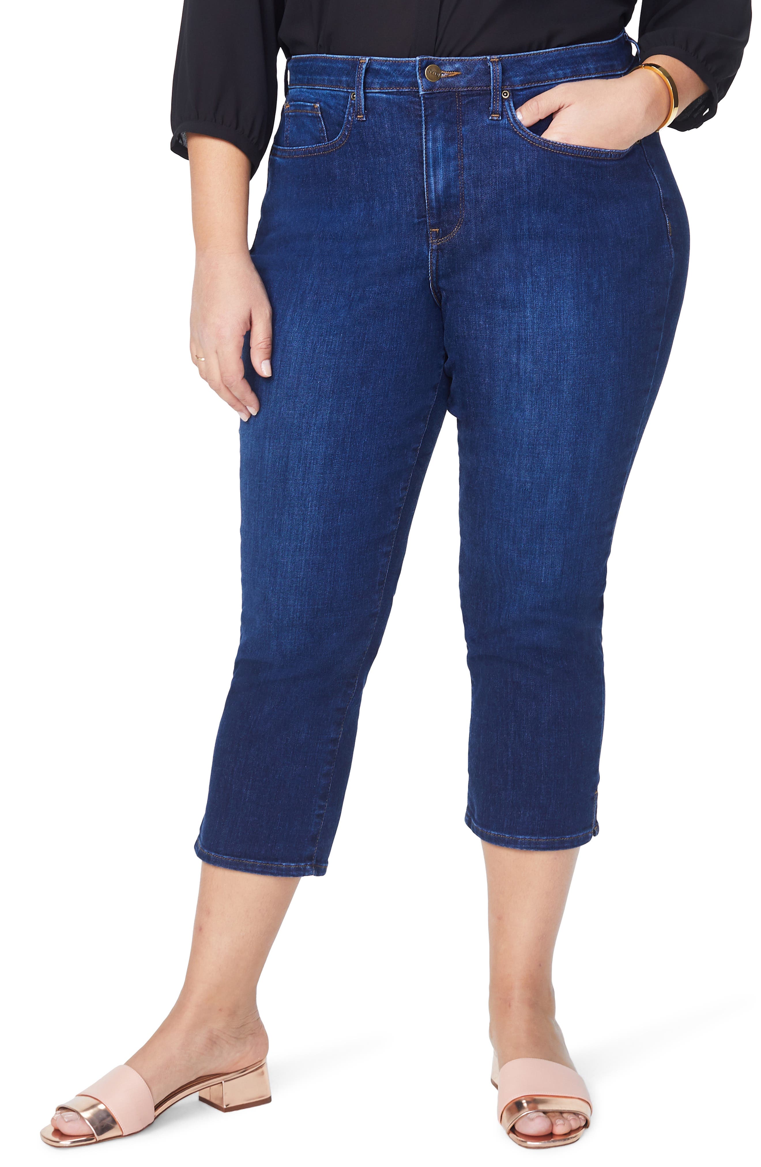Plus Size Nydj Side Slit Capri Jeans, Blue