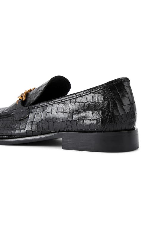 Kurt Geiger London Luca Croc Embossed Loafer In Charcoal