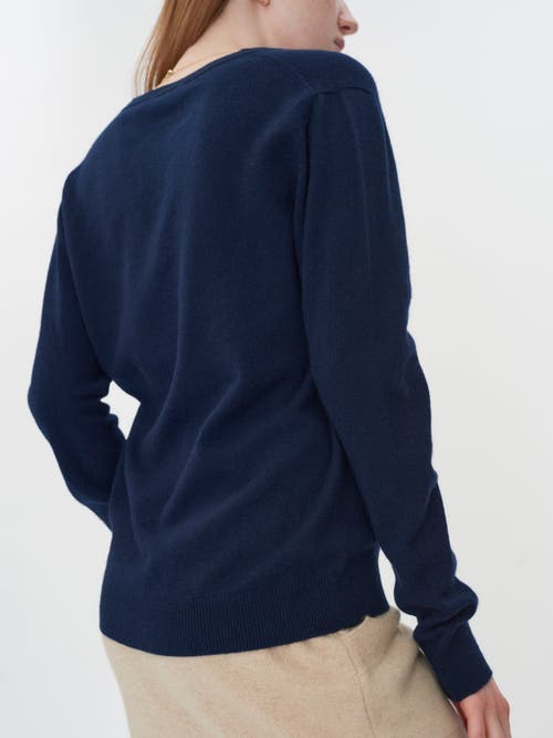 Shop Gobi Cashmere V-neck Sweater In Navy