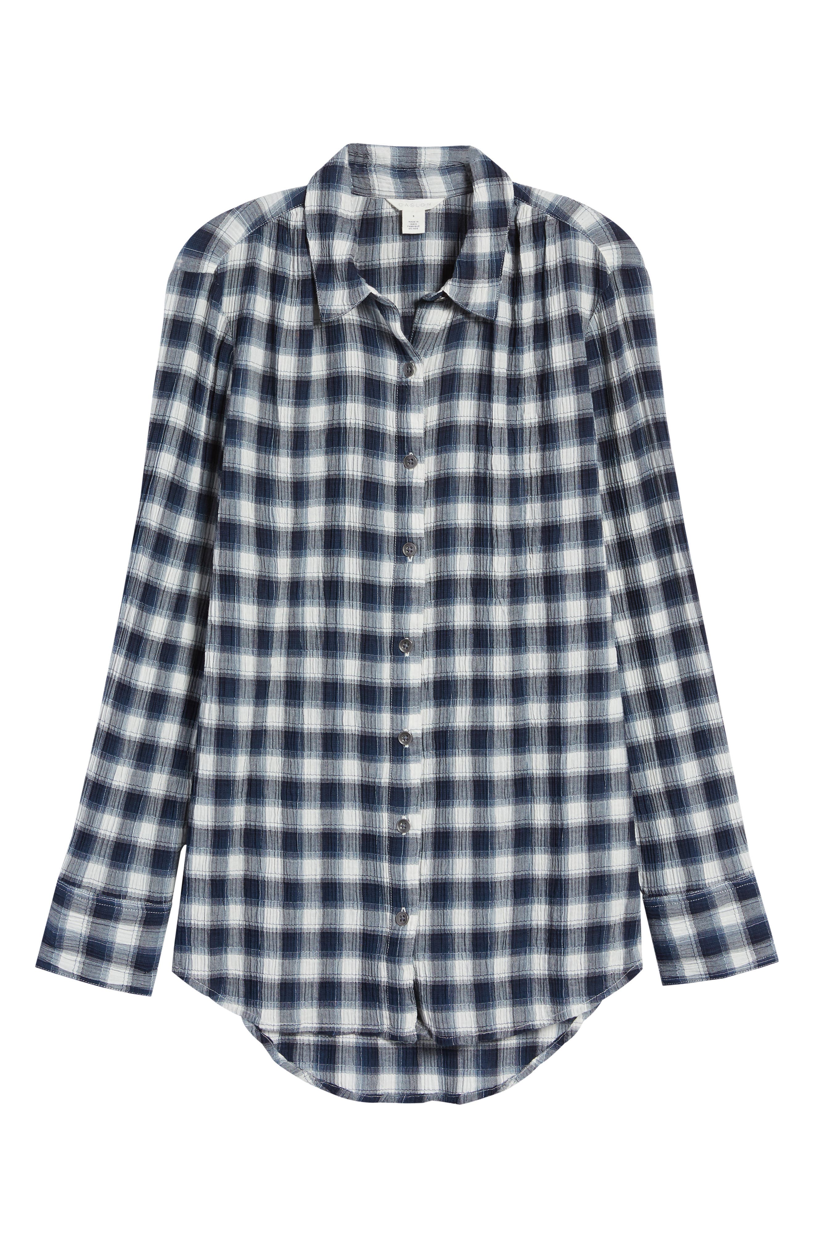 CASLON<SUP>&reg;</SUP> Plaid Tunic Shirt, Alternate, color, IVORY- NAVY PLAID