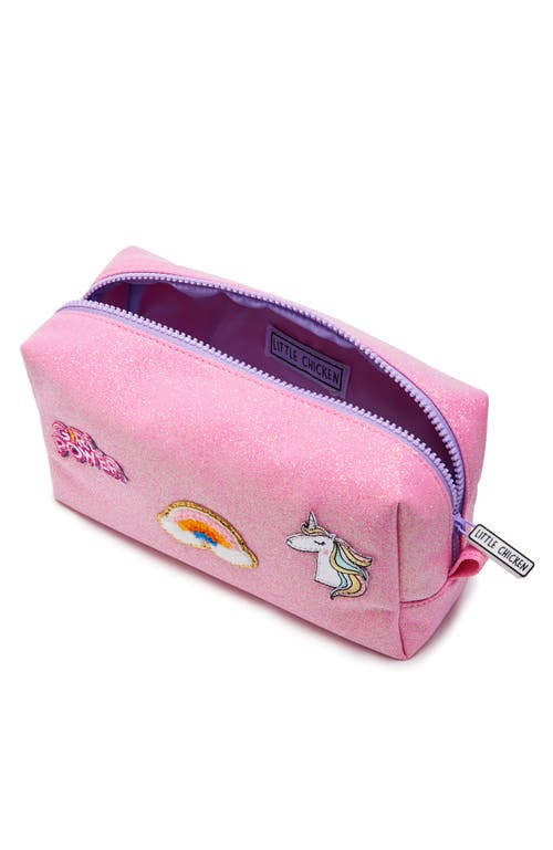 Shop Little Chicken Kids Patched Pouch In Pink Glitter