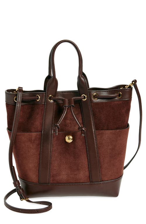 Shop Veronica Beard Goody Suede & Leather Tote In Chestnut