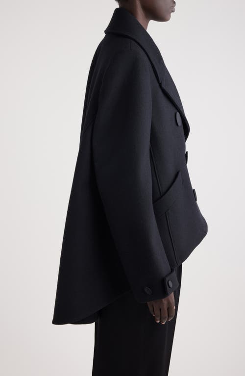 Shop Givenchy High-low Wool Peacoat In Black