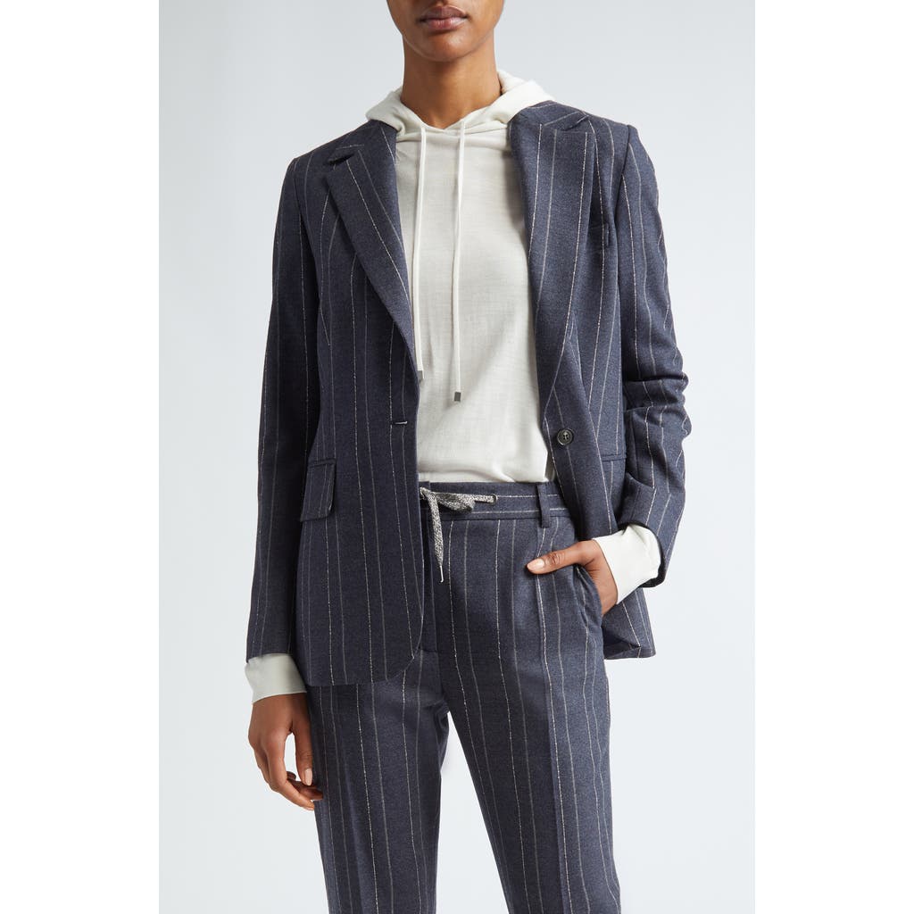 Eleventy Pinstripe One-button Blazer In Navy