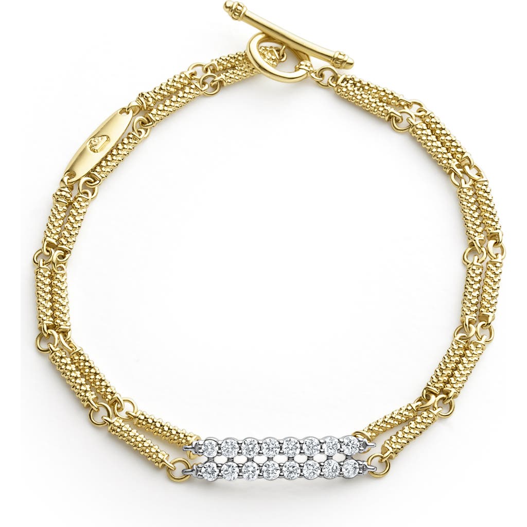 Lagos Signature Caviar Superfine Diamond Toggle Bracelet In Gold
