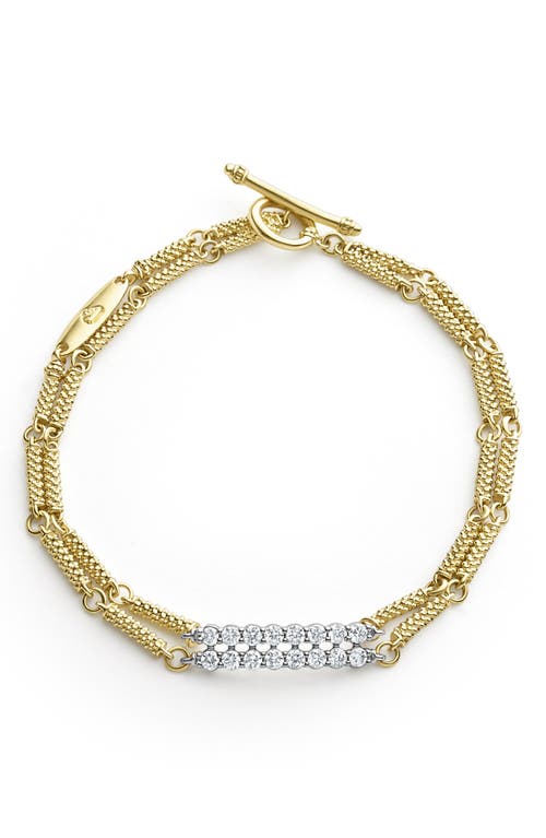 Shop Lagos Signature Caviar Superfine Diamond Toggle Bracelet In Gold/diamond