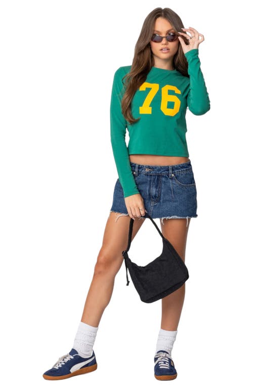 Shop Edikted 76 Stretch Cotton Graphic T-shirt In Green