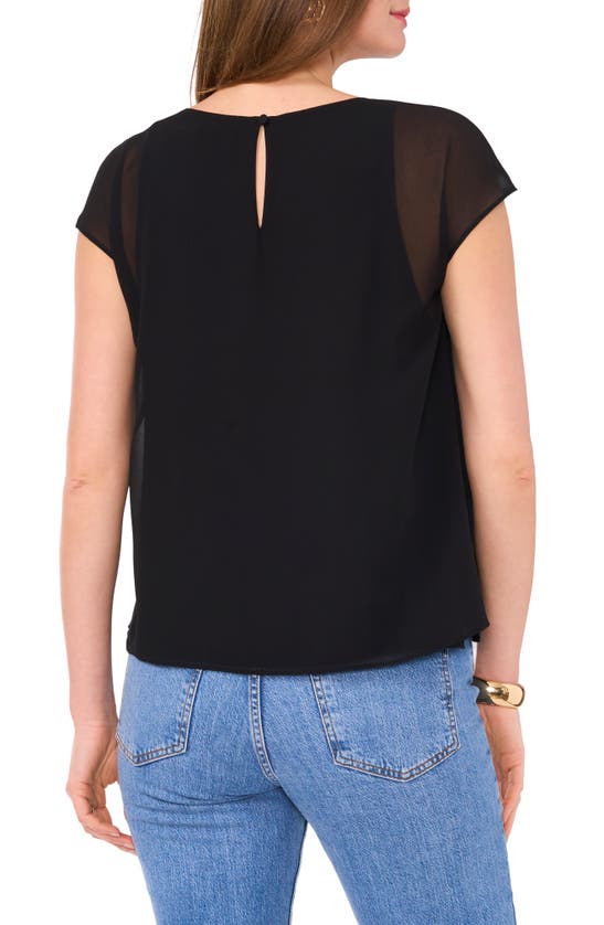 VINCE CAMUTO VINCE CAMUTO MESH OVERLAY GEORGETTE TOP 