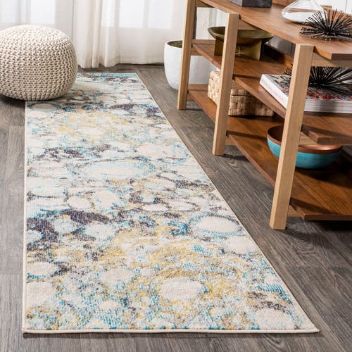 Jonathan Y Pebble Marbled Abstract Area Rug In Blue/beige