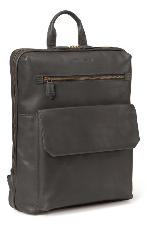 Johnston & Murphy Rhodes Water Repellent Leather Commuter Backpack in Black Full Grain 