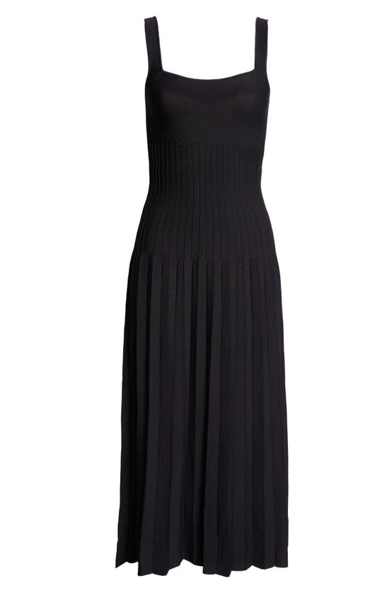 Staud Ellison Pleated Knit Dress In Black