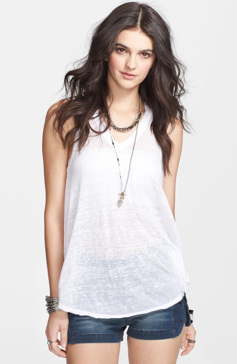 FREE PEOPLE 'Breezy' Seam Detail Slub Knit Tank, Main, color, 101