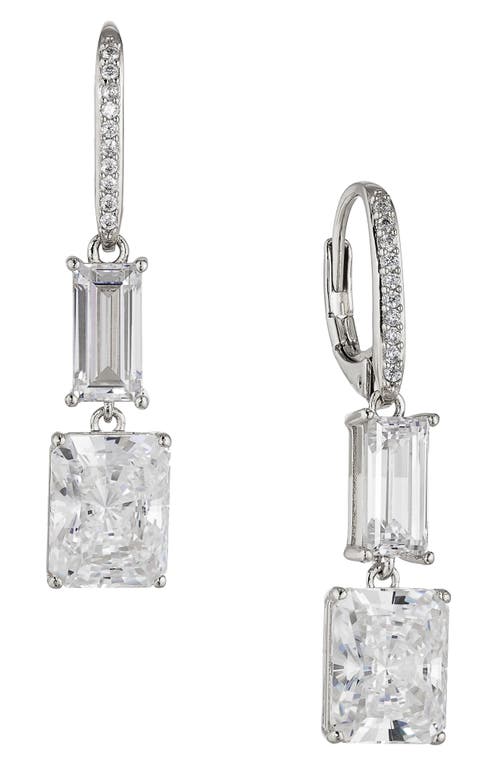 Nadri Double Drop Cubic Zirconia Earrings in Rhodium at Nordstrom