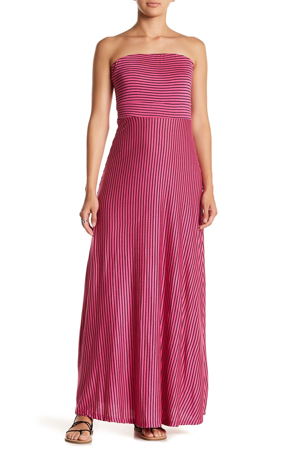 west kei strapless stripe maxi dress