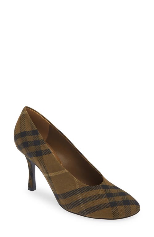 Shop Burberry Baby Check Rounded Toe Pump In Furrow Ip Check