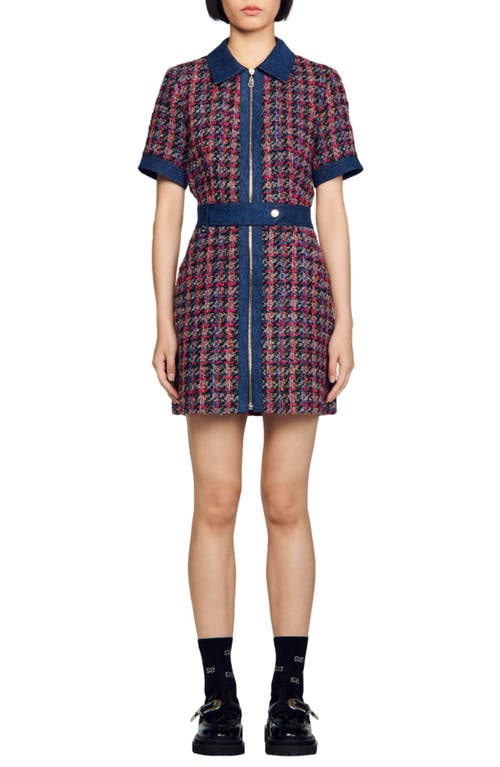 Lonarde Tweed Minidress in Blue /Pink