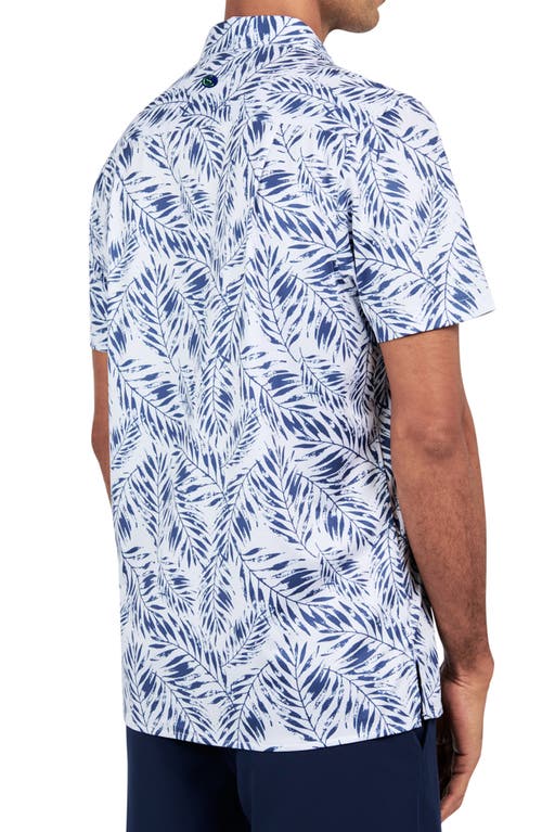 Shop Construct Con.struct Leaf Print Performance Button-down Shirt In White/blue