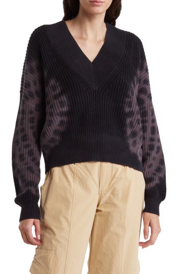 Electric & Rose Roux Tie Dye Burst Pullover Sweater In Black