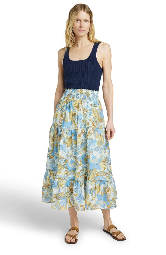 Shop Faherty Ivy Floral Tiered Maxi Skirt In Paradise Blossom