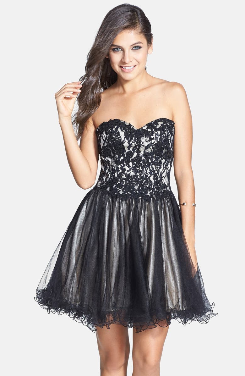 Sean Collection Lace Bodice Corset Fit & Flare Dress | Nordstrom