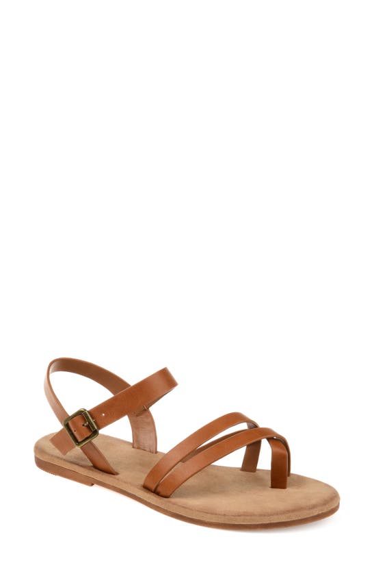 Journee Vasek Strappy Flat Sandal In Tan