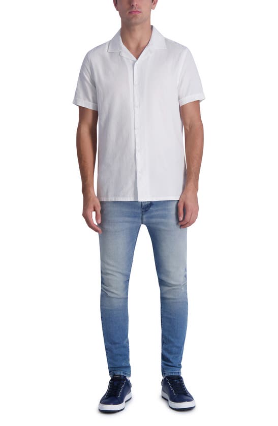 Shop Karl Lagerfeld Paris Jacquard Vine Camp Shirt In White