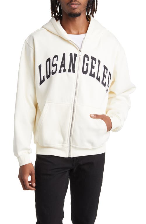 Embroidered Los Angeles Zip Hoodie in White