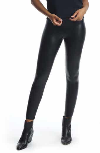Spanx Petite leather look legging with contoured power waistband in black -  ShopStyle