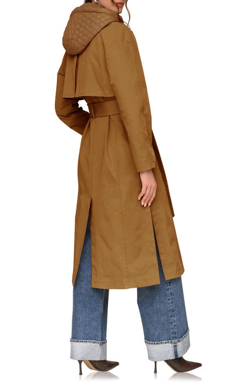 Shop Avec Les Filles Double Breasted Trench Coat With Hooded Quilted Dickey In Coco