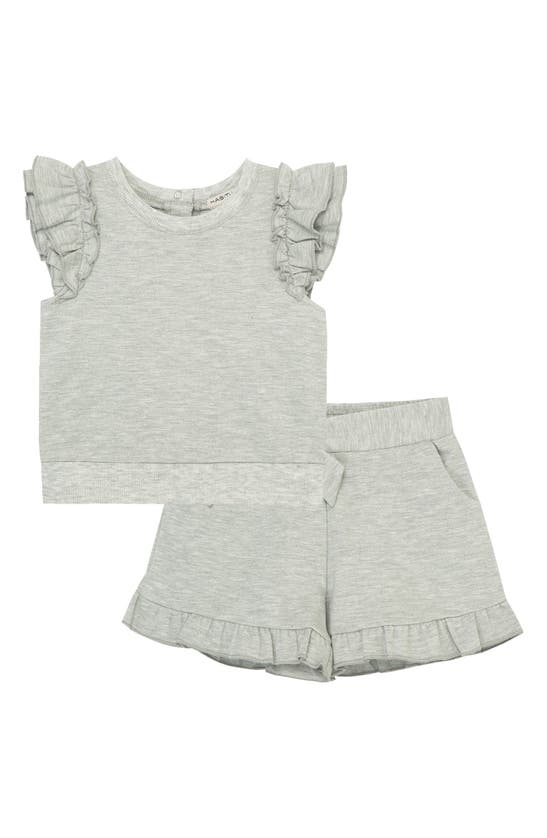 Habitual Baby Girl's Ponte Sleeveless Top & Shorts Set In Gray Heather