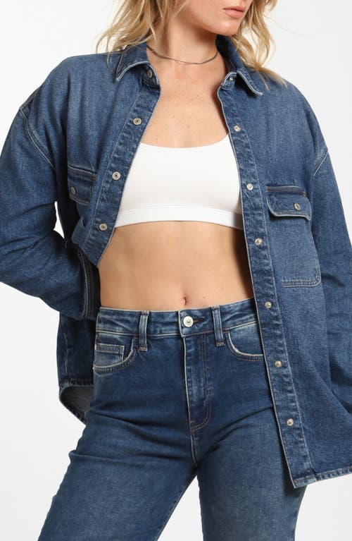 Shop Brooklyn Industries Ocean Oversize Denim Snap-up Shirt In Blue Denim