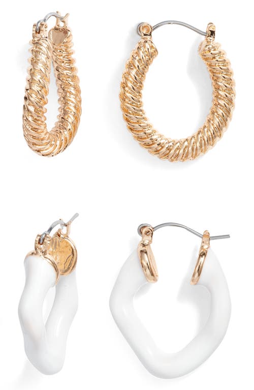 8 Other Reasons Paris Set of 2 Hoop Earrings in White
