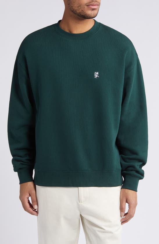 Shop Quiet Golf Embroidered Owl Cotton Sweatshirt In Forest