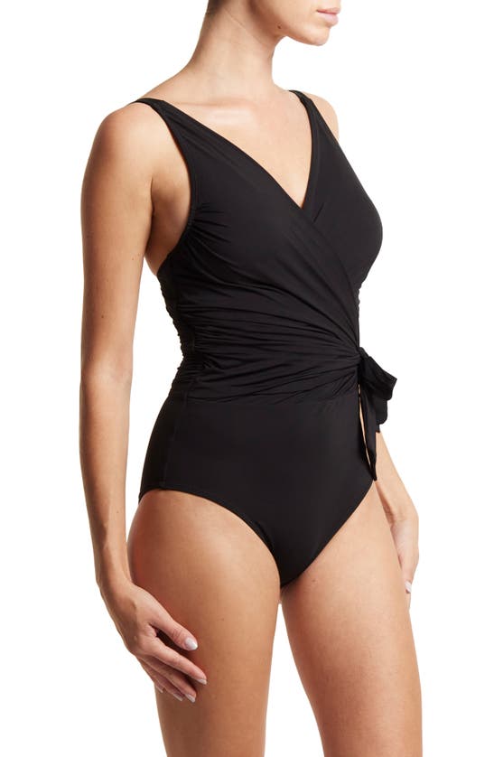 Shop Hanky Panky Wrap Front One-piece Swimsuit In Black