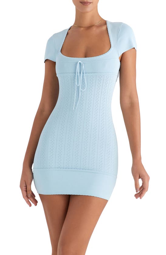 Mistress Rocks Pointelle Knit Minidress In Blue