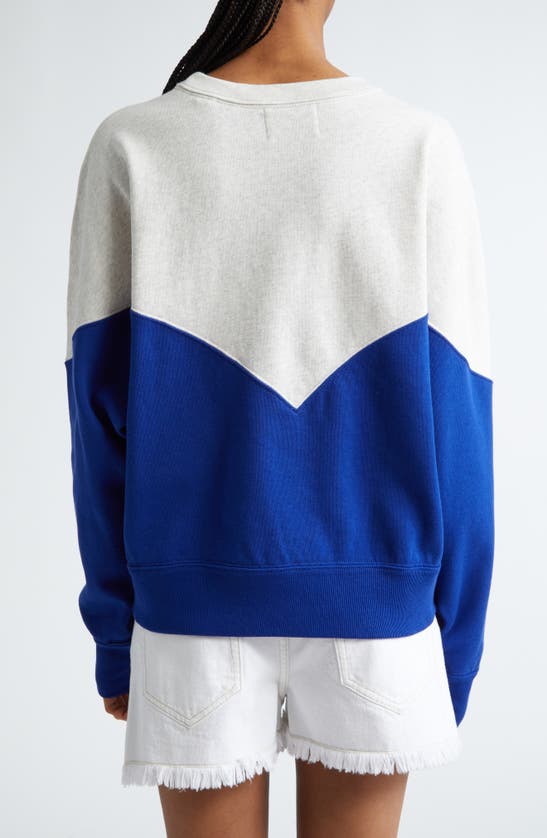 Shop Isabel Marant Étoile Houston Colorblock Cotton Graphic Sweatshirt In Electric Blue