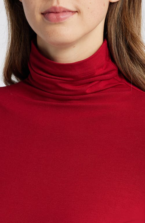 Shop Anne Klein Turtleneck Jersey Top In Titian Red