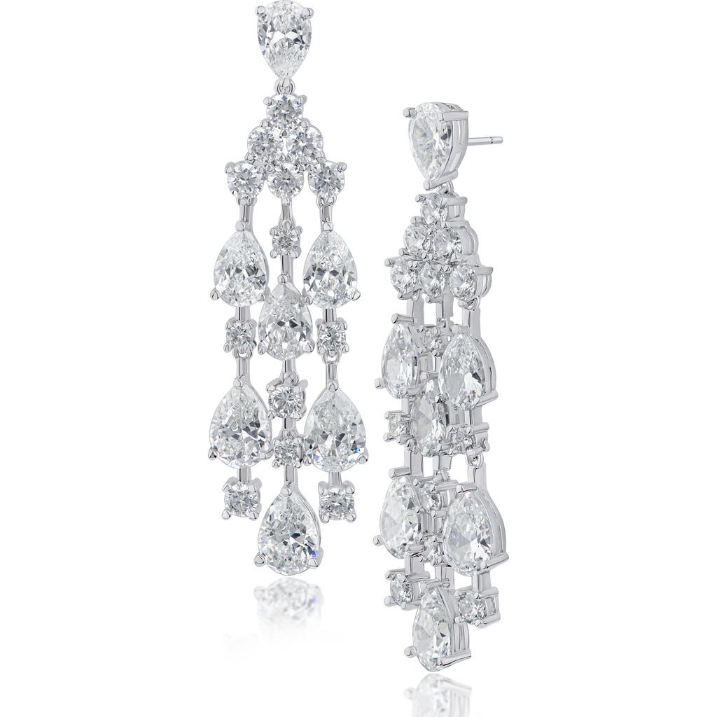 Cz By Kenneth Jay Lane Cubic Zirconia Chandelier Drop Earrings In Clear/silver