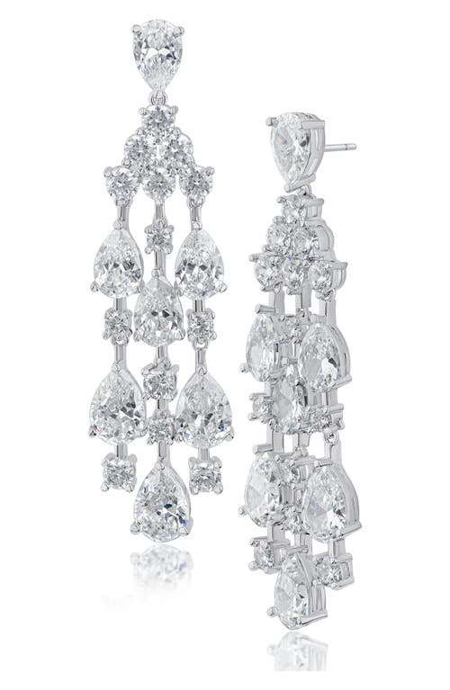 Cz By Kenneth Jay Lane Cubic Zirconia Chandelier Drop Earrings In Clear/silver